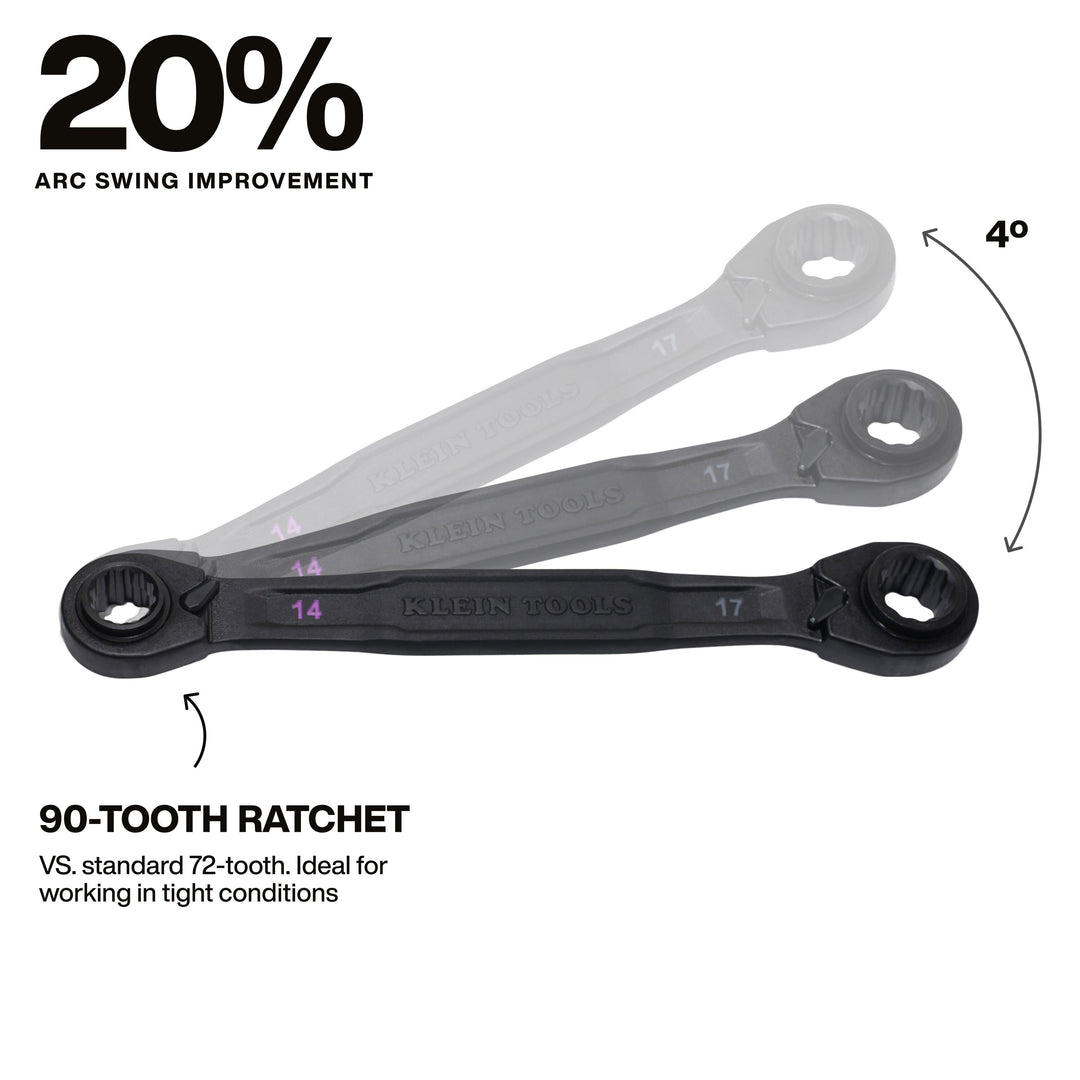 Klein Tools 68216M 4-in-1 Ratcheting Wrench Set, Metric, 2 Pc.