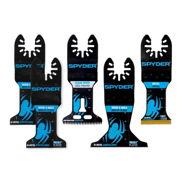 Spyder 70000 5-Piece Bi-Metal Wood And Metal Cutting Oscillating Tool Blade (1-3/4, 2-1/2, and 1-3/8-Inch)