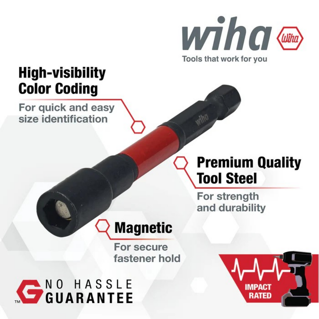 Wiha Tools 70457 Hex Impact Nut Setter, 1/4", 2-Pack