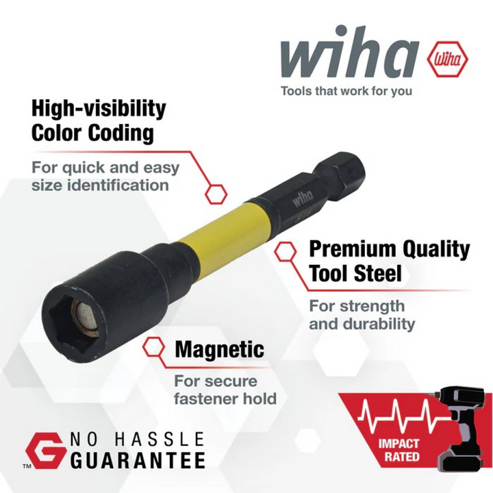 Wiha Tools 70458 Hex Impact Nut Setter, 5/16", 2-Pack