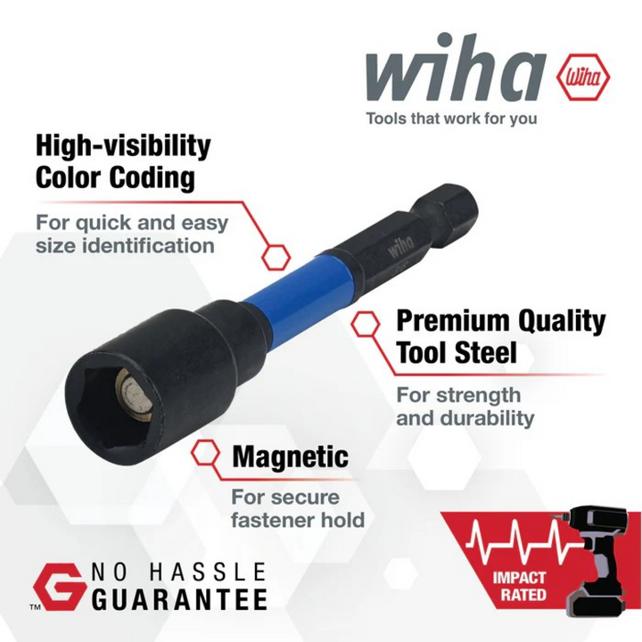 Wiha Tools 70459 Hex Impact Nut Setter, 3/8", 2-Pack