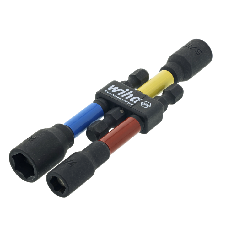 Wiha Tools 70489 Color-Coded Magnetic SAE Socket Adapter, 3 Pc.