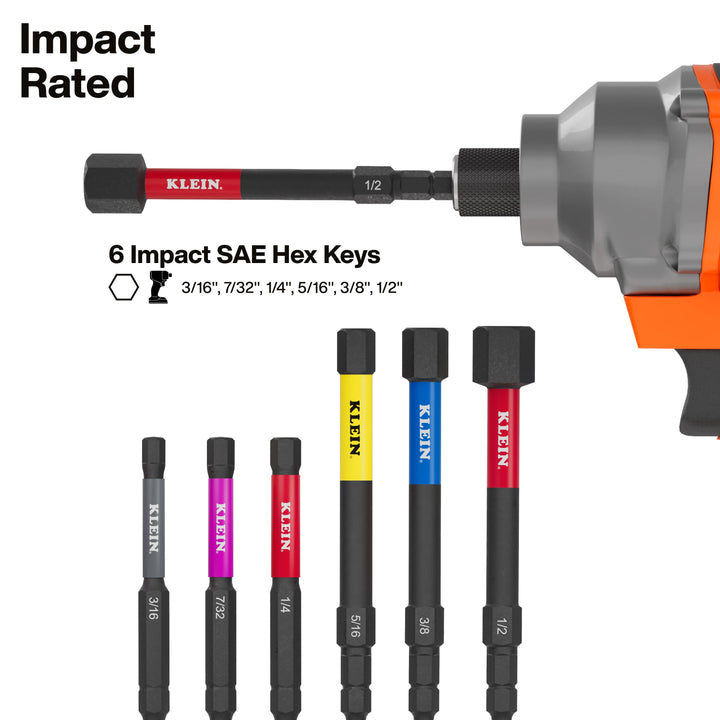 Klein Tools 70550HD Extended Reach Impact Folding Hex Key Set, SAE