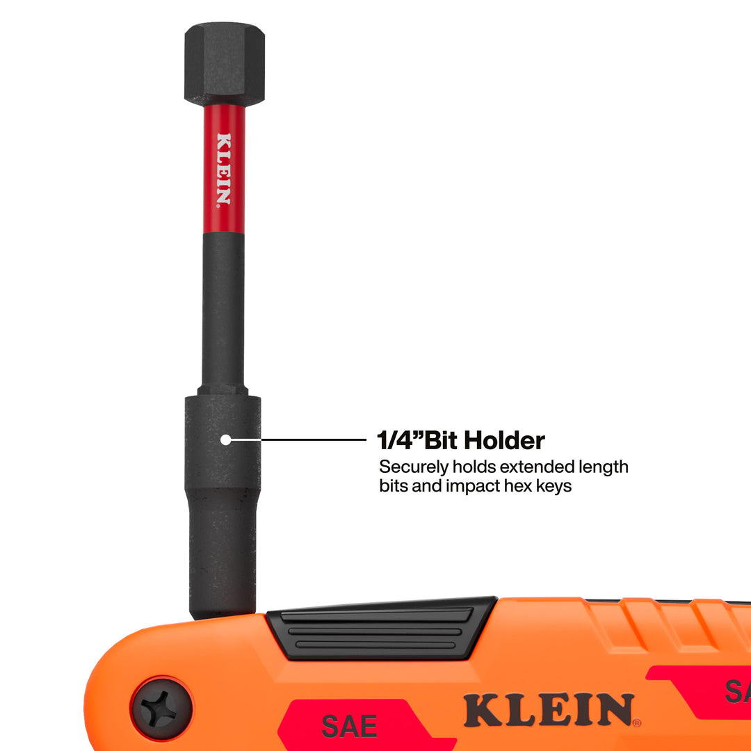 Klein Tools 70550HD Extended Reach Impact Folding Hex Key Set, SAE