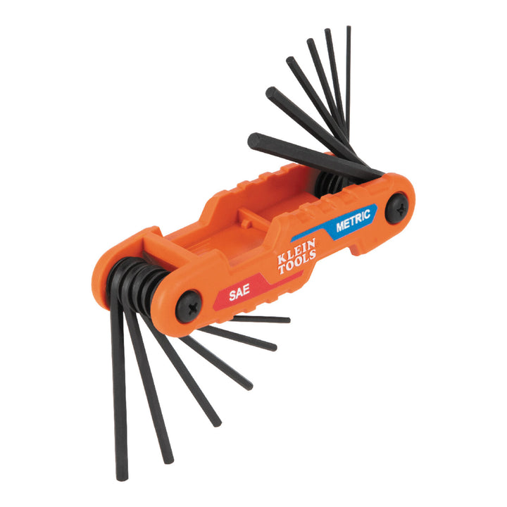 Klein Tools 70590 Compact Folding Hex Key Set, SAE, Metric, 12-Keys