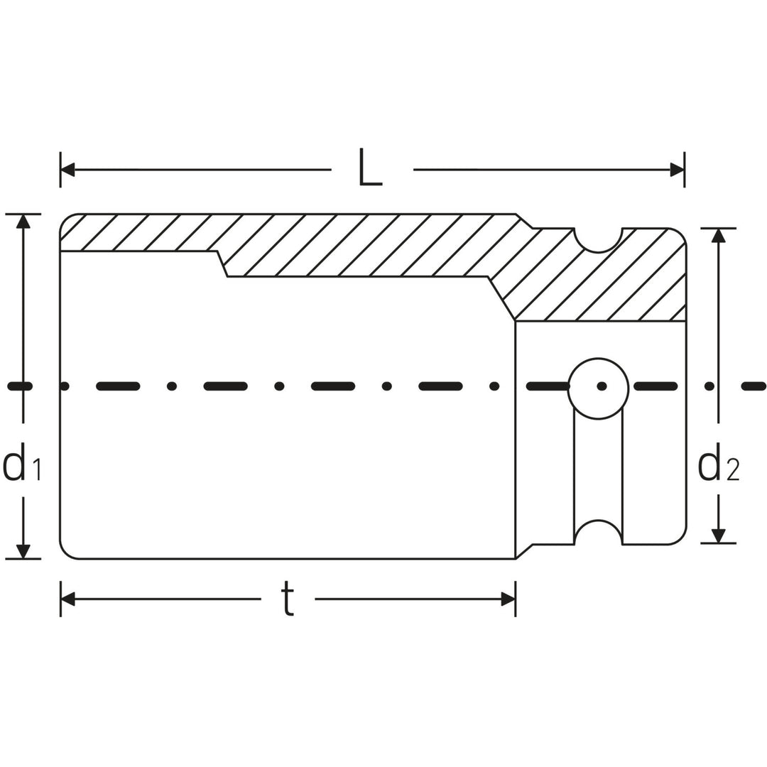Stahlwille 25020046 56IMP 3/4" 6-pt Extra Deep Impact Socket, 46 mm