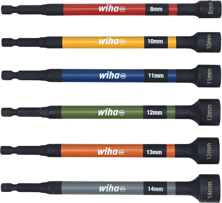 Wiha 94400 12 Piece Color Coded Magnetic Nut Setter SAE-Metric Set in Roll-up Pouch