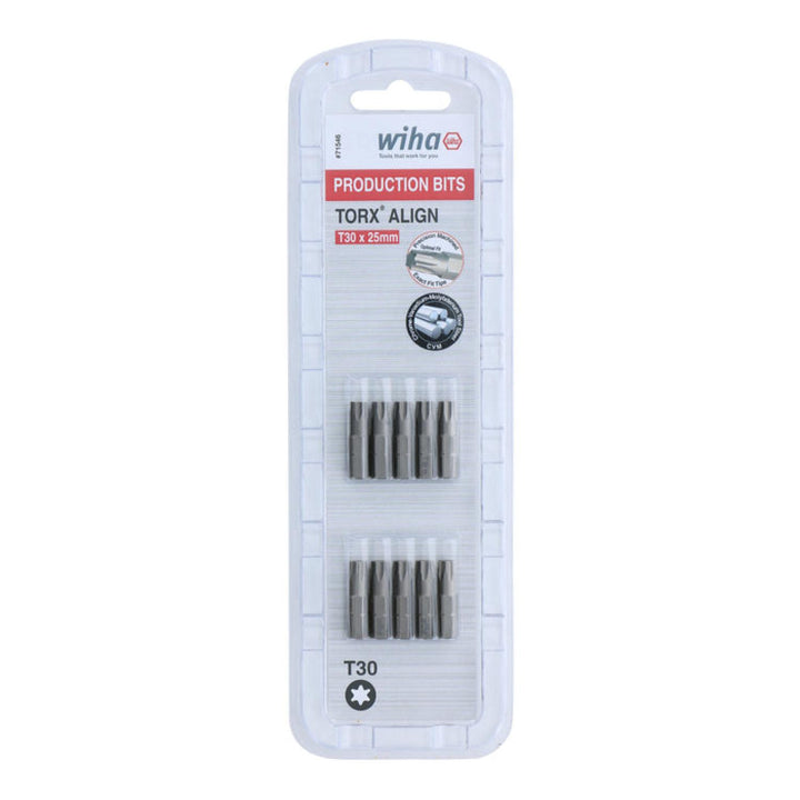 Wiha Tools 71546 T30 x 38mm TORX® Align Insert Bit, 10 Pack