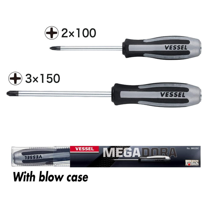 Vessel Tools 9802SC Megadora Impacta Screwdriver Set