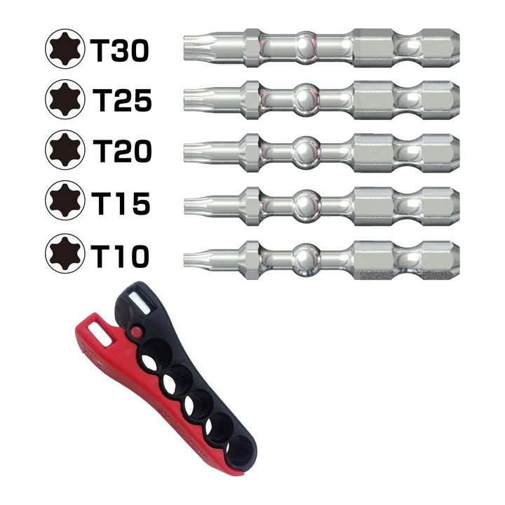 Vessel Tools IBMG50K002 Impact Ball Torsion Bits Assortment, 5 Bits and Magnetic Charging Holder