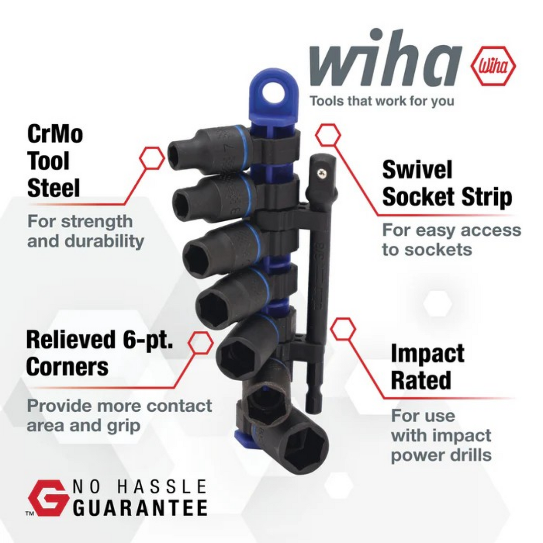Wiha Tools 72094 Metric Impact Socket Set, 3/8" Drive, 8 Pc.