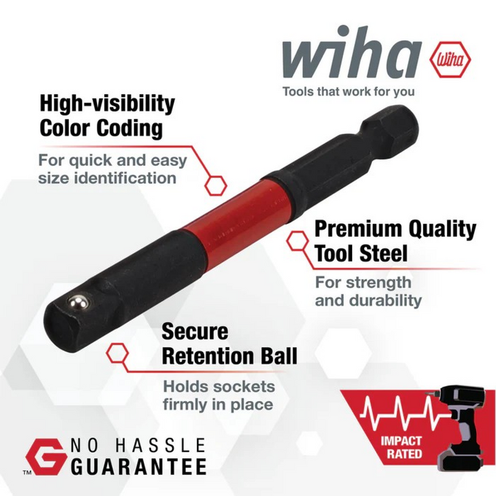 Wiha Tools 72190 Square Drive Impact Adapter, 1/4", 2-Pack