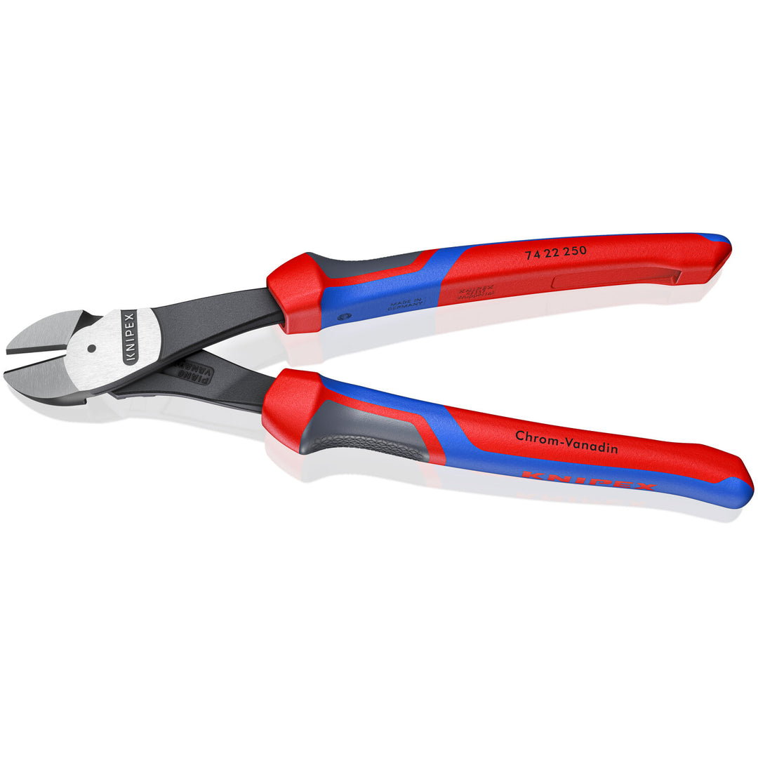 Knipex 74 22 250 KnipeXtend High Leverage 12° Angled Diagonal Cutters, 10"