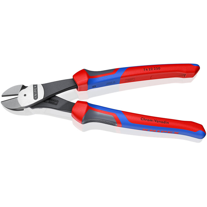 Knipex 74 22 250 KnipeXtend High Leverage 12° Angled Diagonal Cutters, 10"