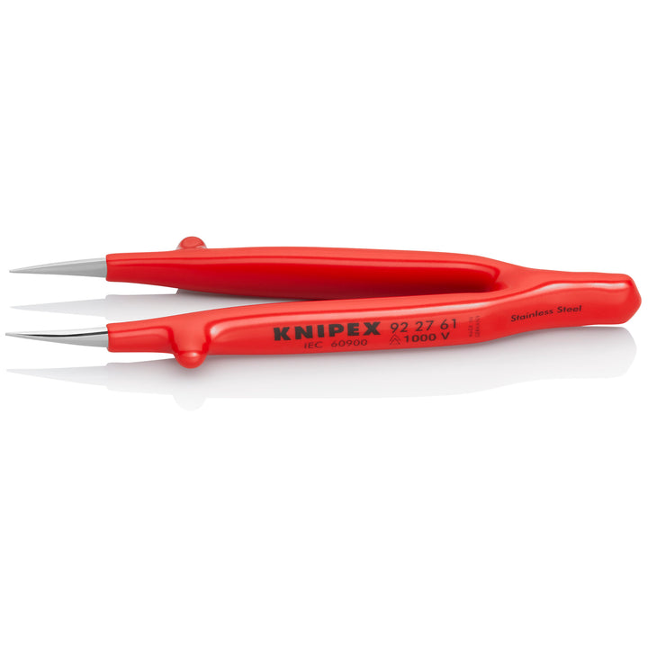 Knipex 92 27 61 5 1/4" Stainless Steel Gripping Tweezers-Pointed Tips-1000V Insulated