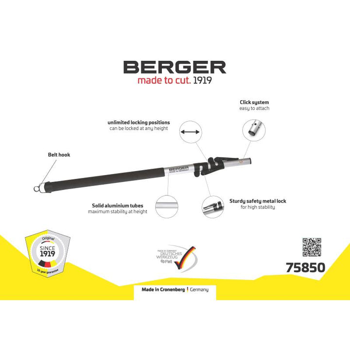 Berger 75850 ArboRapid Telescopic Pole, 3 Part, 2.8 - 6.2Ft
