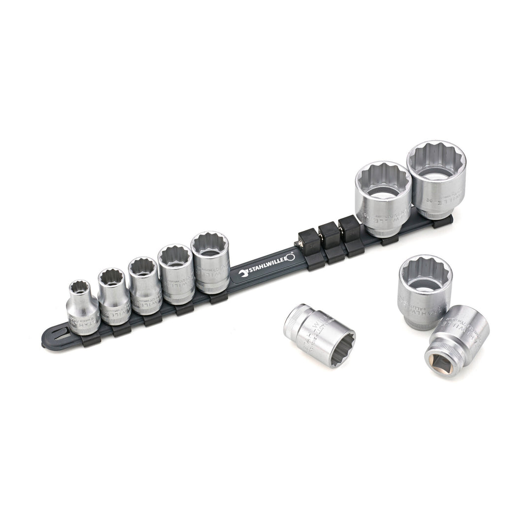 Stahlwille 96053010 Socket Spanner Set On Clip Rail 1/2 Inch, 10 Pcs