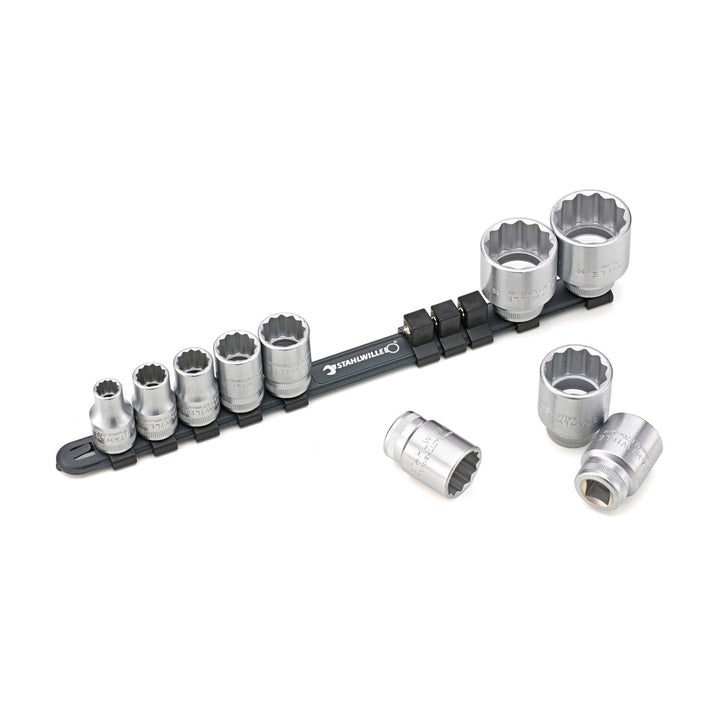Stahlwille 96053010 Socket Spanner Set On Clip Rail 1/2 Inch, 10 Pcs