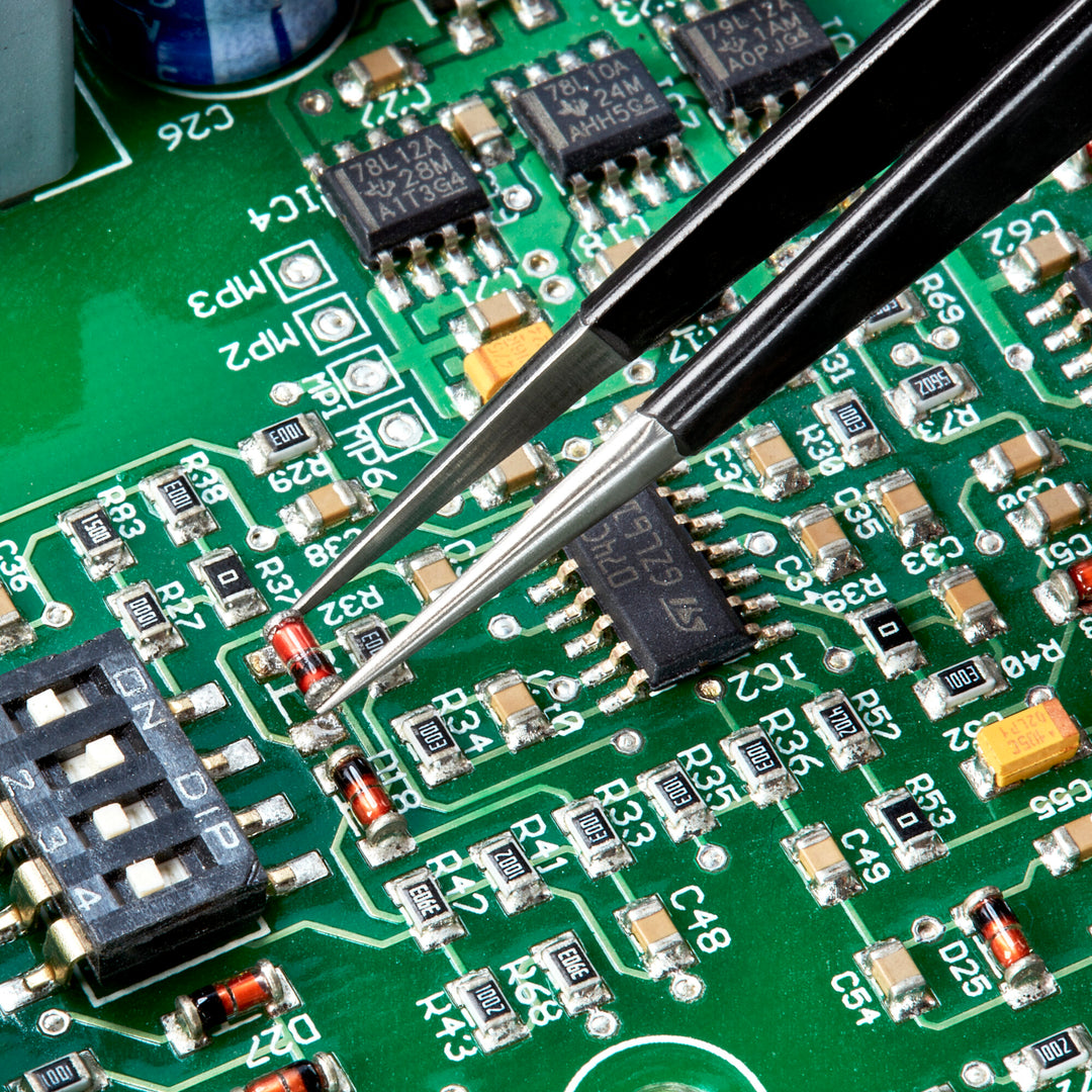 Knipex 92 21 01 ESD 5" Stainless Steel Gripping Tweezers-Needle-Point Tips-ESD