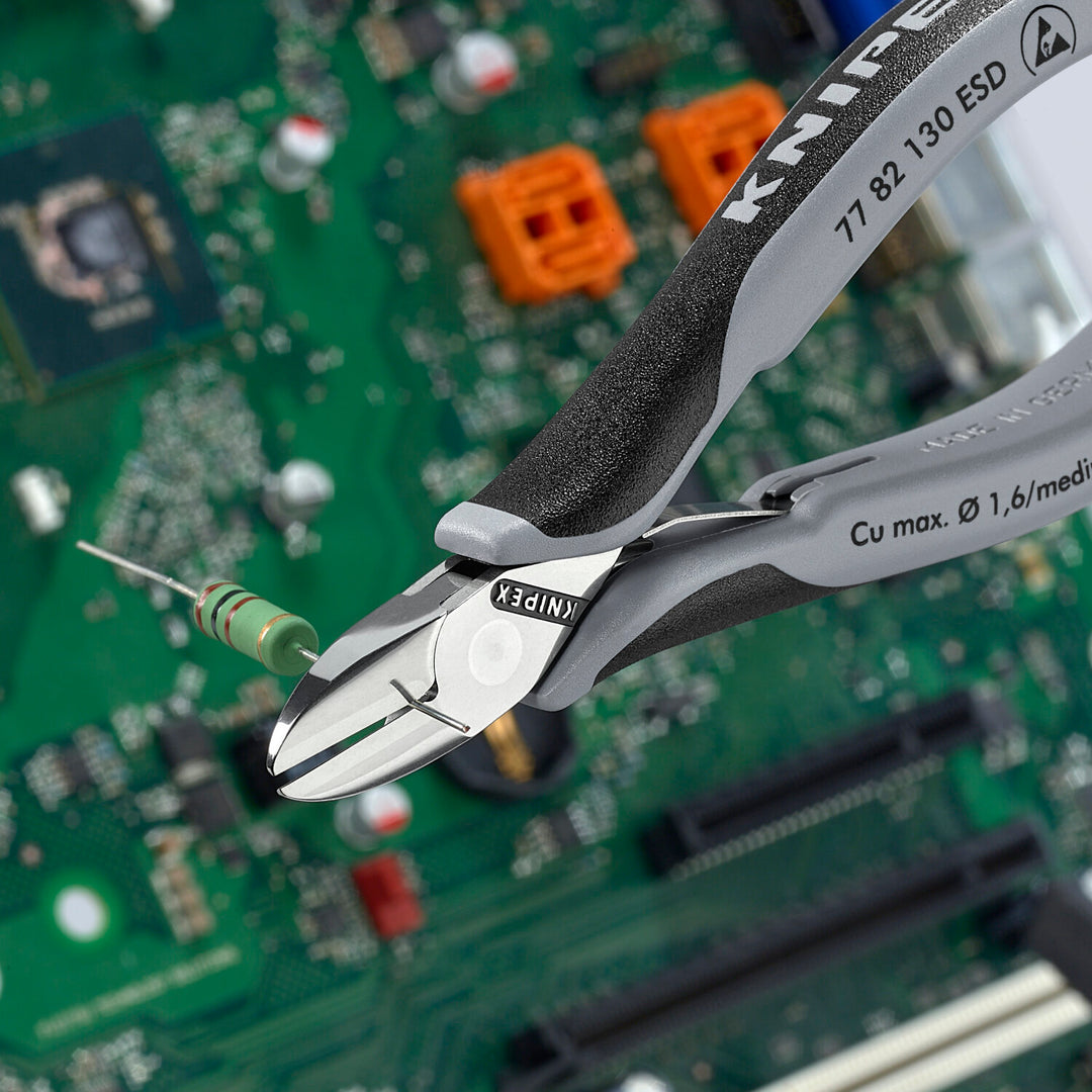 Knipex 77 82 130 ESD 5 1/4" Electronics Diagonal Cutters, ESD Handles