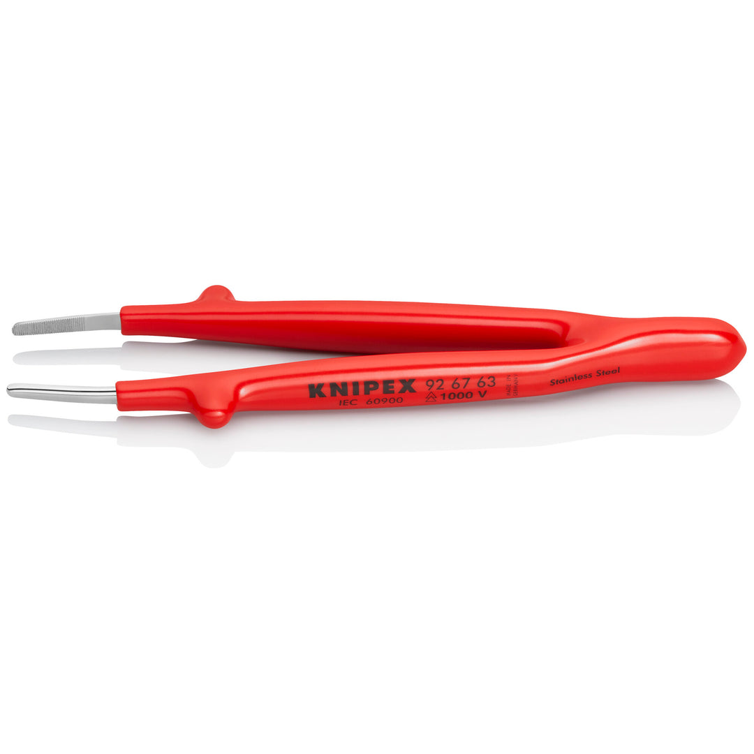 Knipex 92 67 63 5 3/4" Stainless Steel Gripping Tweezers Blunt Tips-1000V Insulated