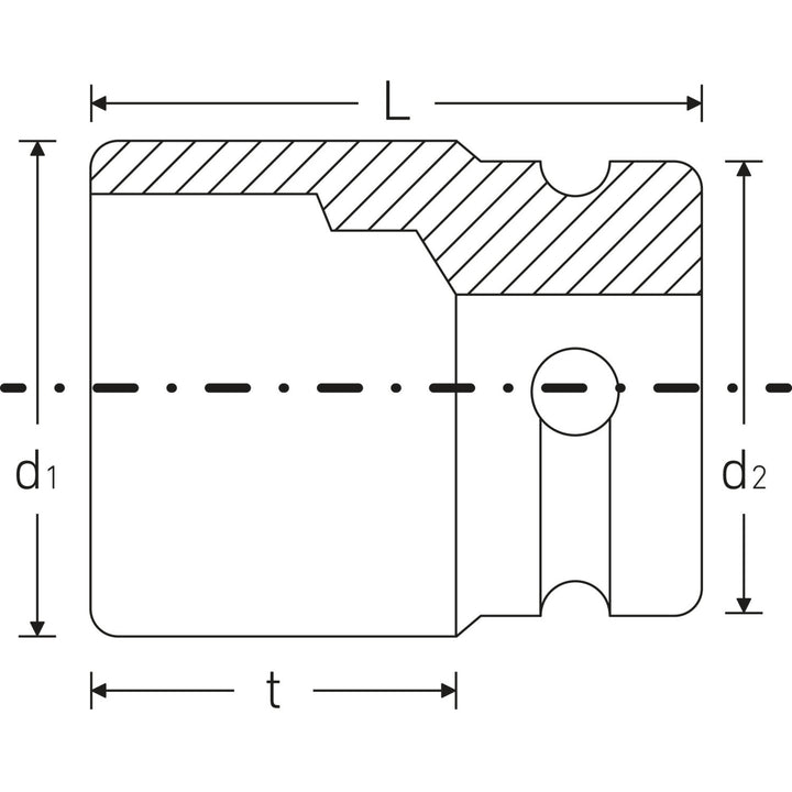Stahlwille 23010017 50IMP 1/2" 6-pt Impact Socket, 17 mm