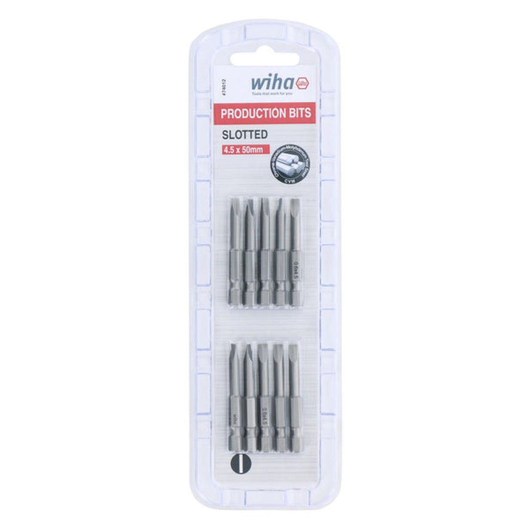 Wiha Tools 74012 Slotted Bit 4.5 - 50mm - 10 Pack
