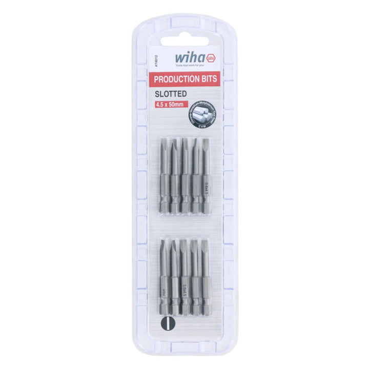 Wiha Tools 74012 Slotted Bit 4.5 - 50mm - 10 Pack