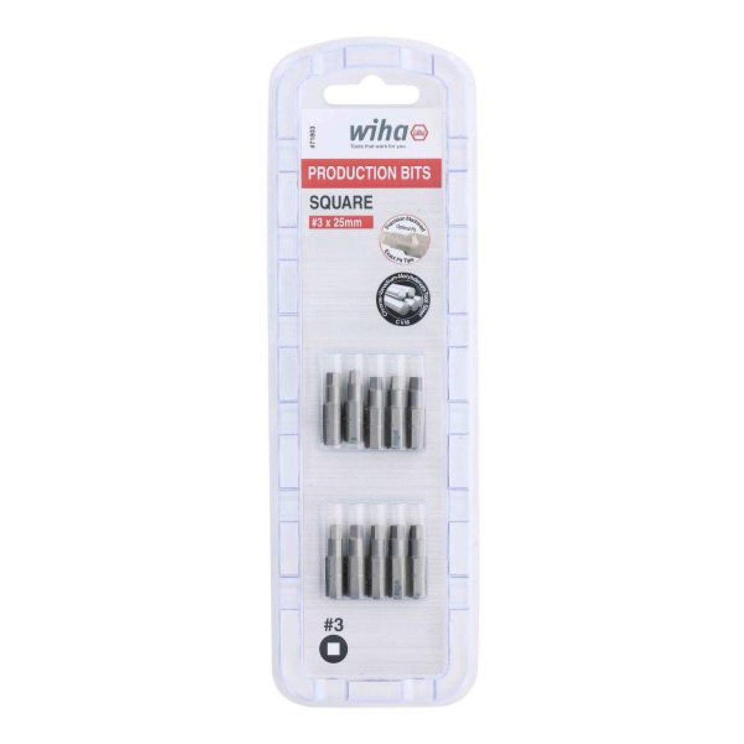 Wiha Tools 71803 Square Insert Bit, #3 x 25 mm, 10 Pk.