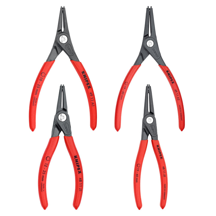 Knipex 00 19 57 4 Pc Precision Snap Ring Pliers Set in Tool Roll