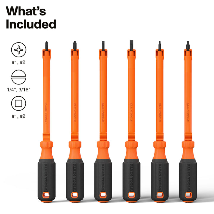 Klein Tools 85156KINS Insulated Hooded Screw Holding Screwdriver Set, 6 Pc.