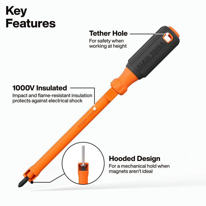 Klein Tools 85156KINS Insulated Hooded Screw Holding Screwdriver Set, 6 Pc.