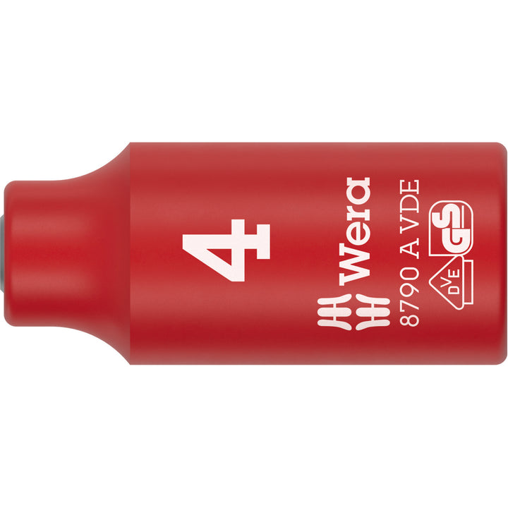 Wera 8790 A VDE Zyklop Socket, insulated, with 1/4" drive, 4mm