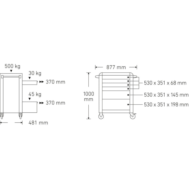 Stahlwille 81200154 Tool Trolley Tts 93 With 6 Drawers