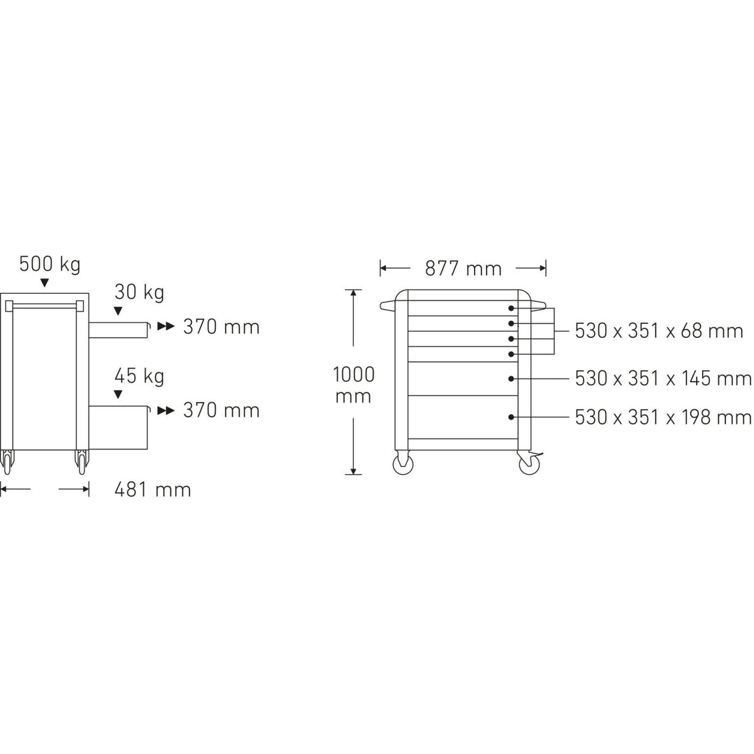 Stahlwille 81200156 Tool Trolley 93/6 B With 6 Drawers
