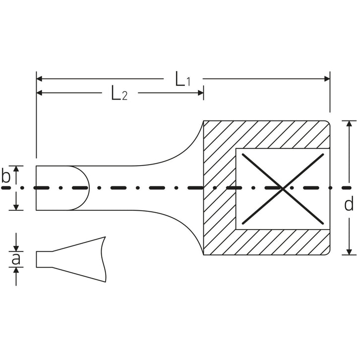 Stahlwille 01280012 41K Slotted Socket, 1.2x8 mm 1/4 inch Drive