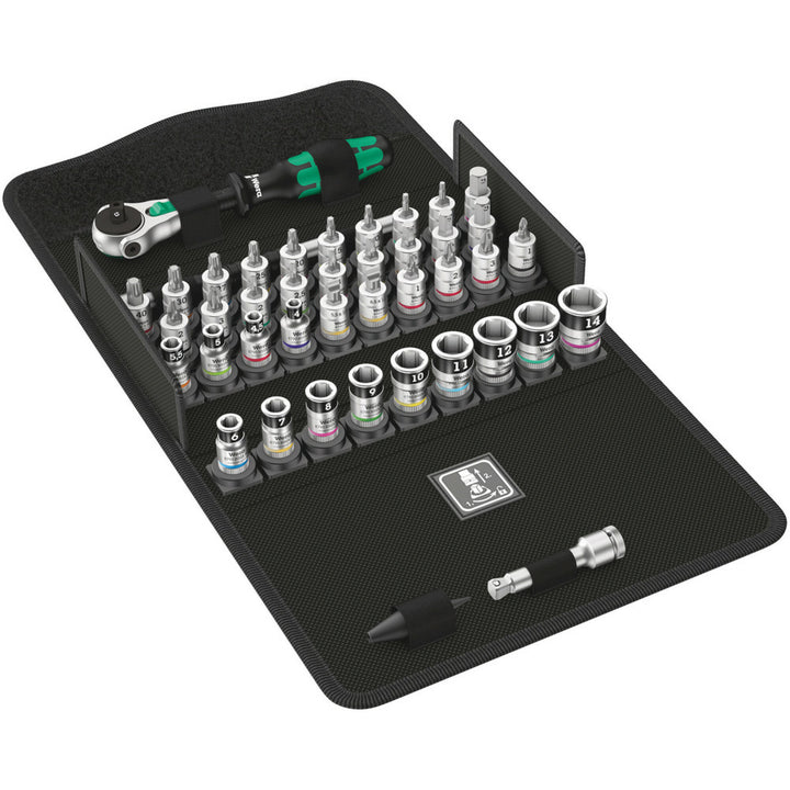 Wera 8100 SA All-in Zyklop Speed Ratchet Set, 1/4" drive, with holding function, metric, 42 pieces