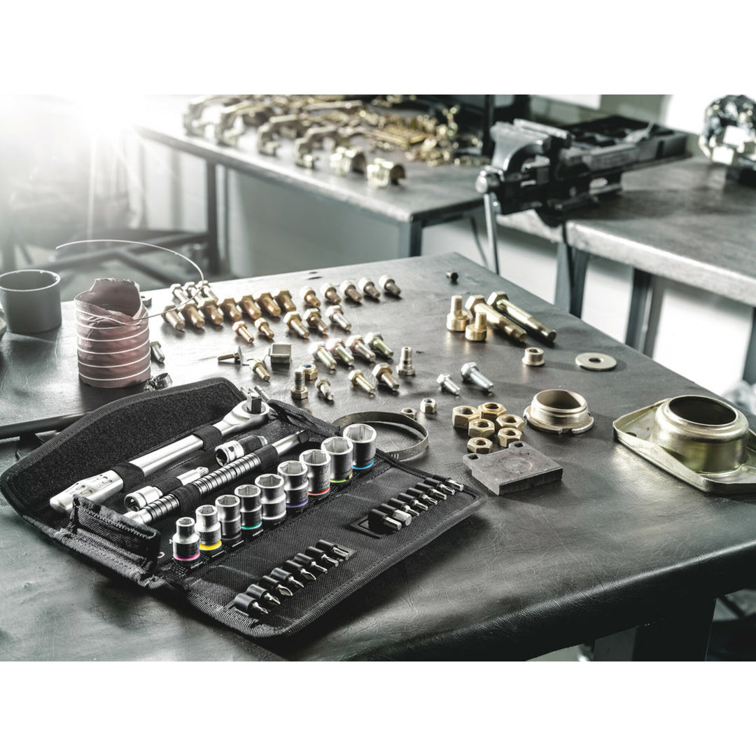 Wera 8100 SB 11 Zyklop Metal Ratchet Set with switch lever, 3/8" drive, imperial, 29 pieces