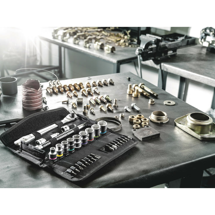 Wera 8100 SB 11 Zyklop Metal Ratchet Set with switch lever, 3/8" drive, imperial, 29 pieces