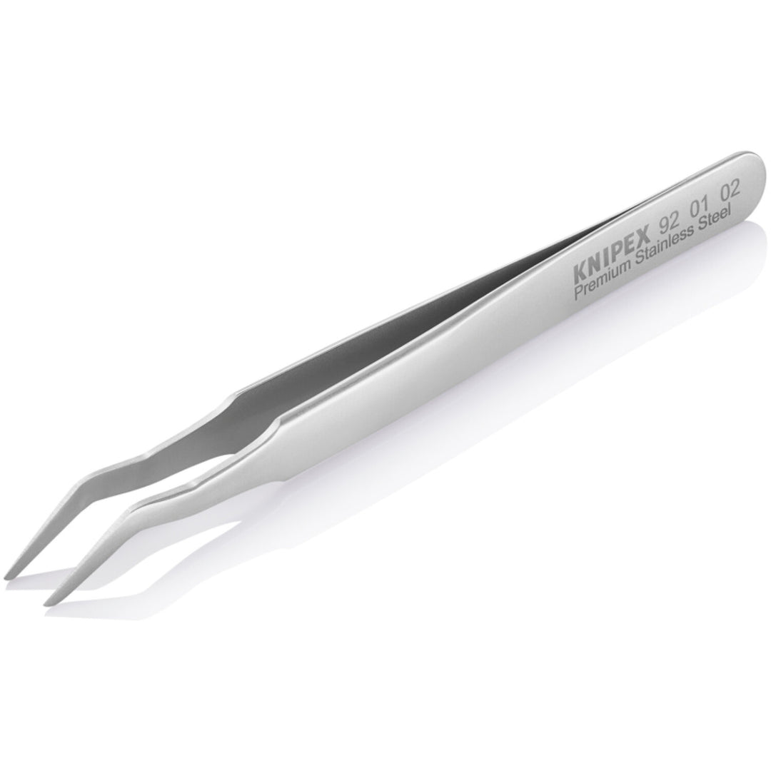 Knipex 92 01 02 4 3/4" Premium Stainless Steel Positioning Tweezers-35°Angled-SMD
