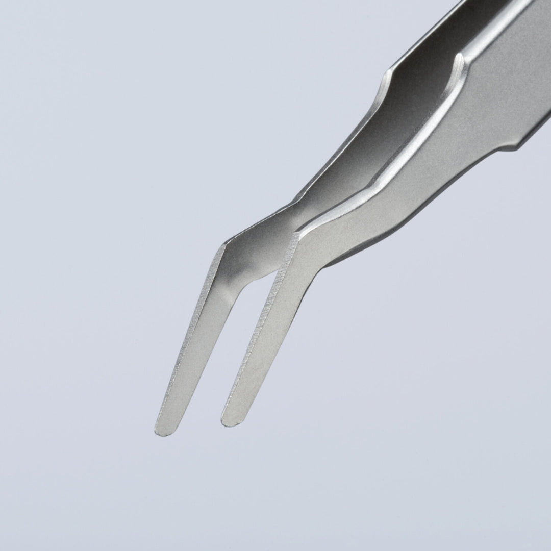 Knipex 92 01 02 4 3/4" Premium Stainless Steel Positioning Tweezers-35°Angled-SMD