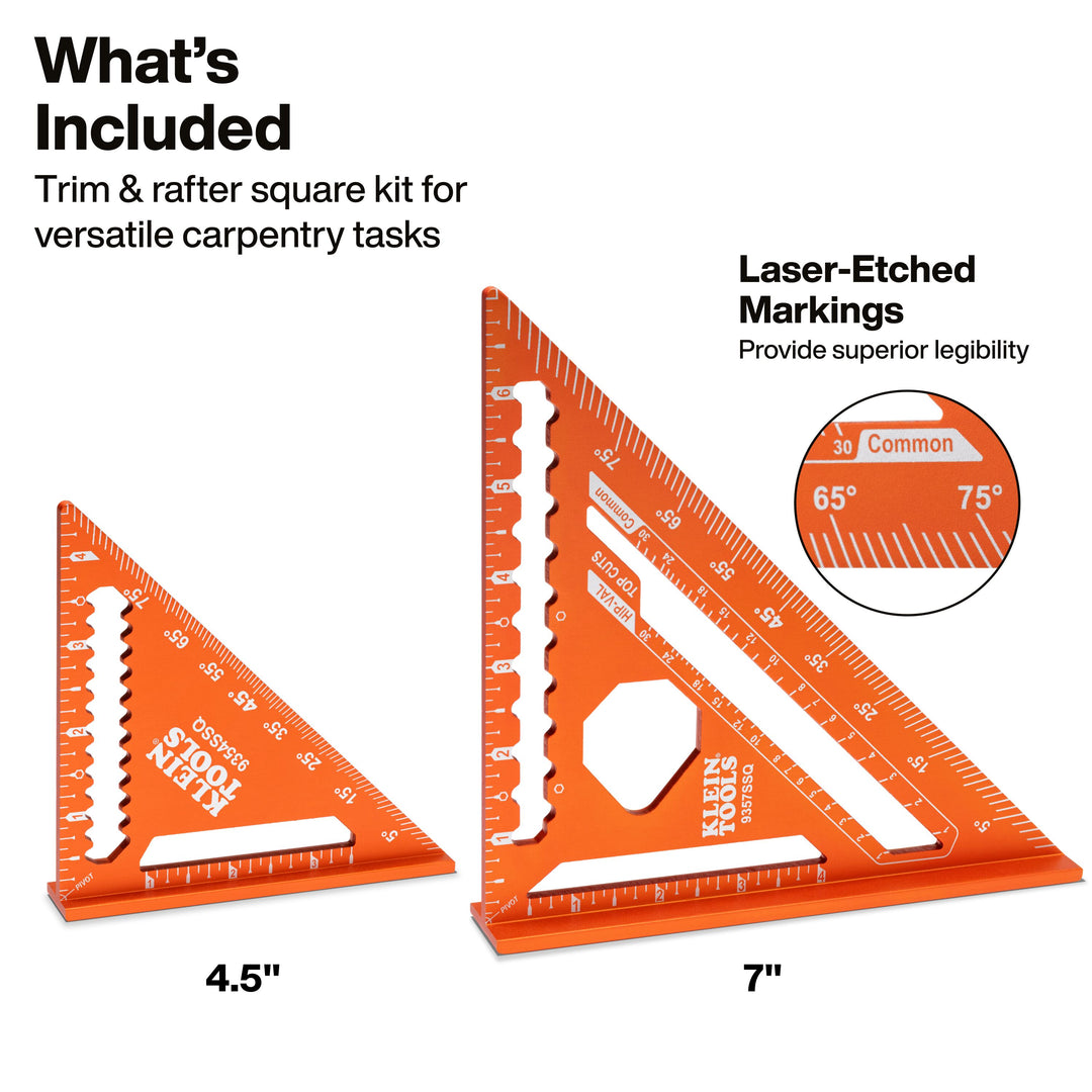 Klein Tools 93547SQVP Trim and Rafter Square Kit, 2-Piece
