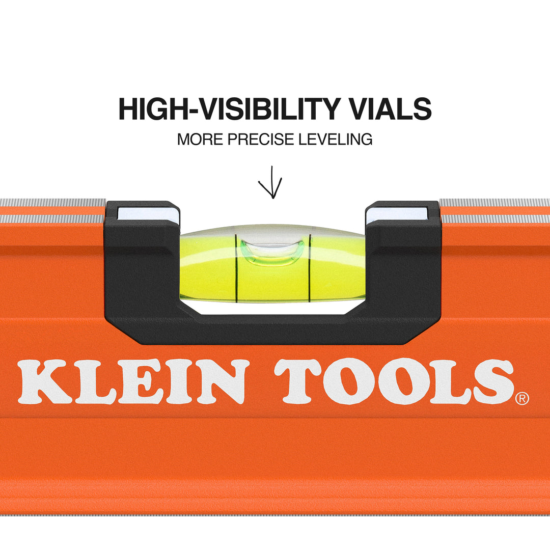 Klein Tools 93572 Box Beam Level, 3 Vial, 72"
