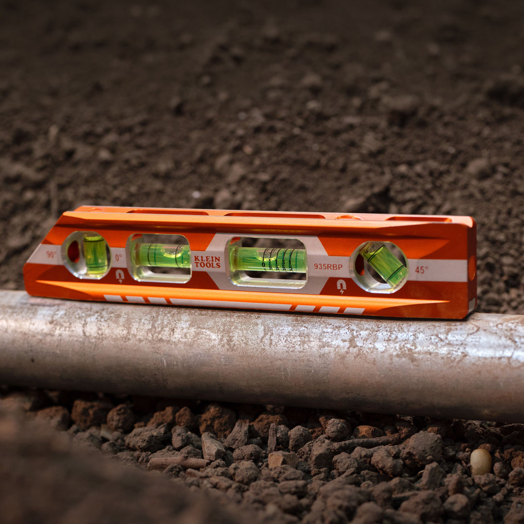 Klein Tools 935RBP Magnetic Pitch Vial Torpedo Level, 4 Vial, 8-Inch