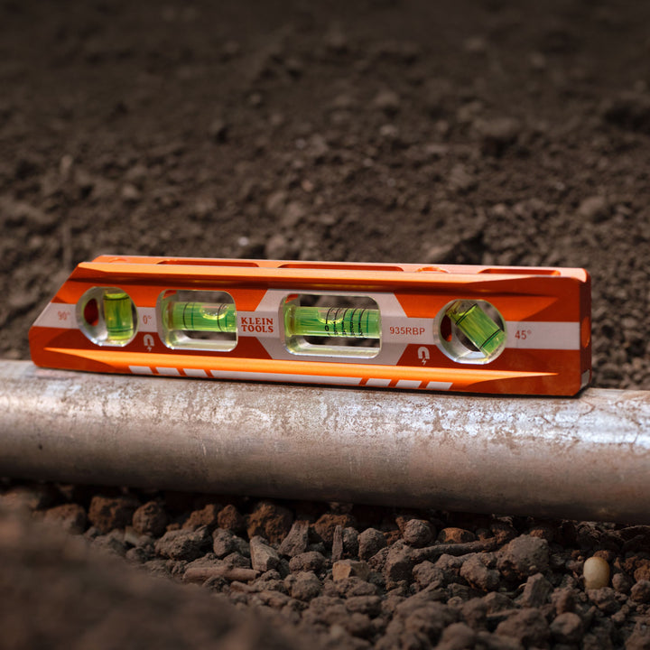 Klein Tools 935RBP Magnetic Pitch Vial Torpedo Level, 4 Vial, 8-Inch