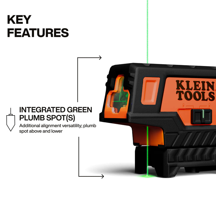 Klein Tools 93MCLPG Compact Green Cross-Line Laser Level with Plumb Spot