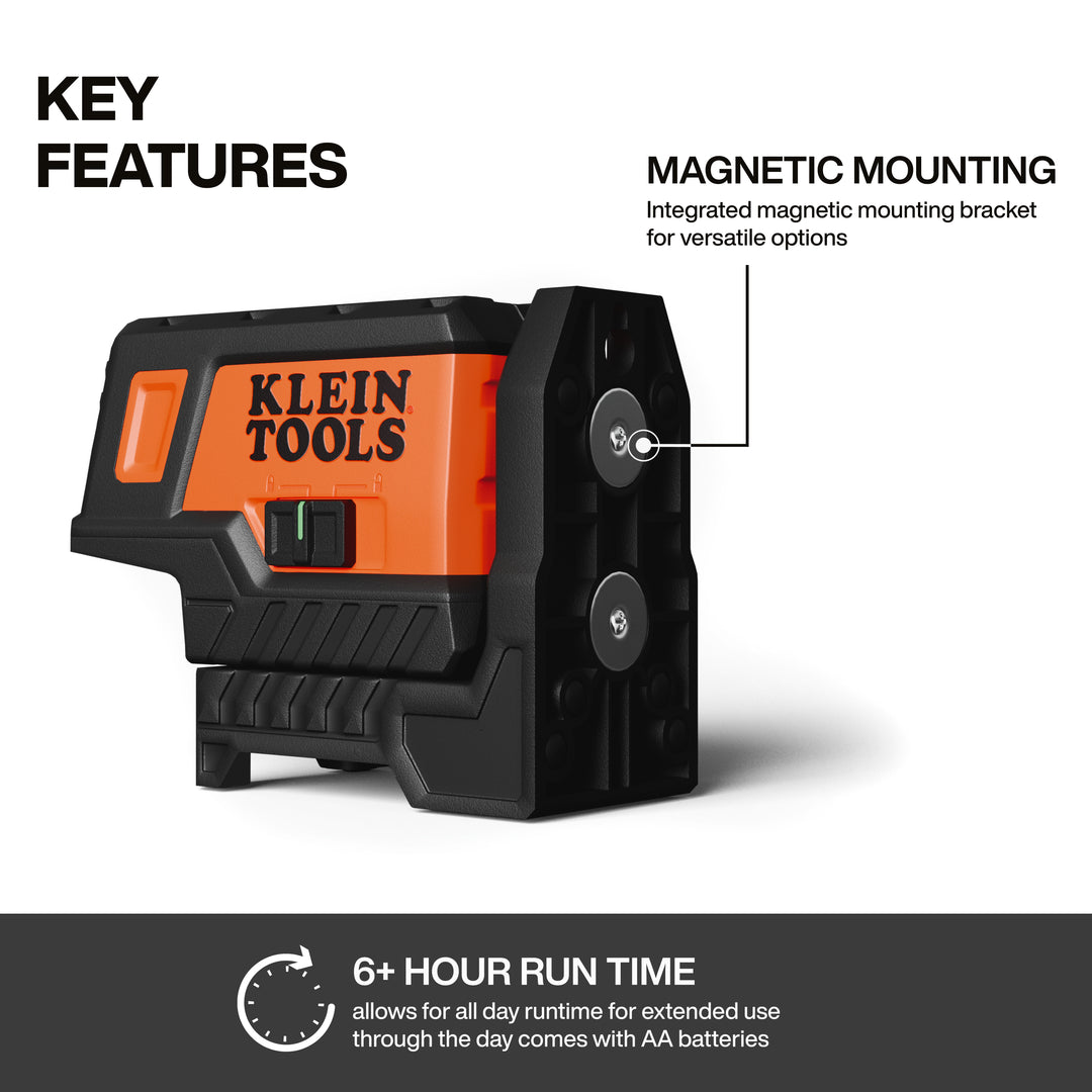 Klein Tools 93MCLPG Compact Green Cross-Line Laser Level with Plumb Spot