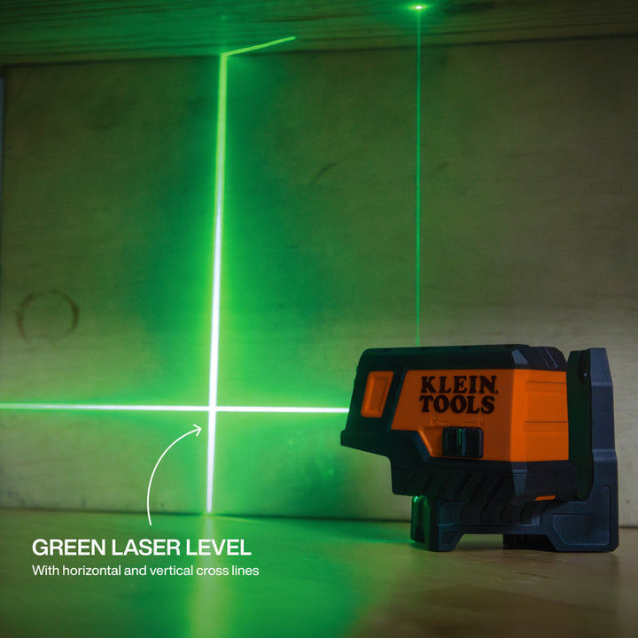 Klein Tools 93MCLPG Compact Green Cross-Line Laser Level with Plumb Spot