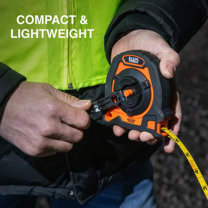 Klein Tools 94100CR Closed Reel Long Tape Measure, 100-Foot