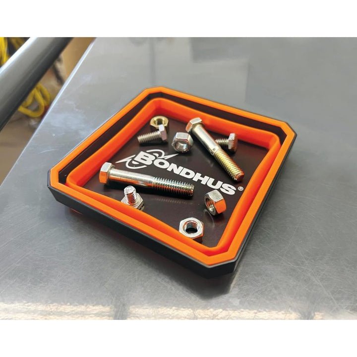 Bondhus 94220 Collapsable Orange Magnetic Parts Tray, 4 x 4 x 2 in, 2-Pack